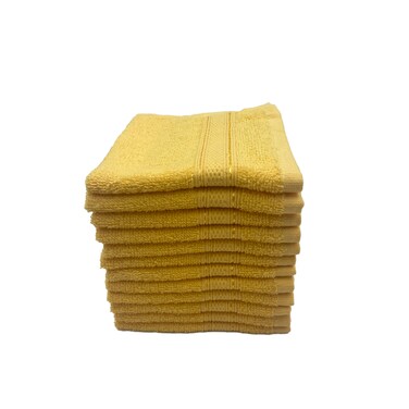 BYFT Daffodil Face Towel 30 x 30 Cm 500 Gsm Yellow Stripe Diamond Dobby 100% Cotton Set of 12