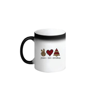 BYFT Black Printed Mug 100 % Ceramic Set of 1 (300 Ml, Peace Love Christmas)