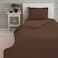 BYFT Tulip (Dark Brown) Single Size Fitted Sheet,Duvet cover and Pillow Covers with 1 cm Satin Stripe (Set of 4 Pcs) 100% Cotton, Soft and Luxurious Hotel Quality Bed linen-300 TC