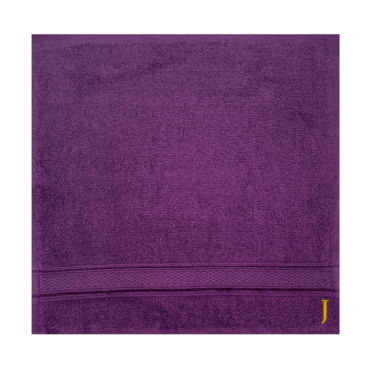 BYFT Daffodil Face Towel 30 x 30 Cm 500 Gsm Purple Stripe Diamond Dobby 100% Cotton Letter "J" Gold Thread Set of 06