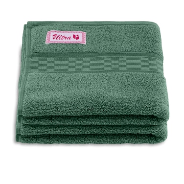 BYFT Home Ultra Hand Towel 50 x 90 Cm 550 Gsm Green 100% Cotton Set of 02