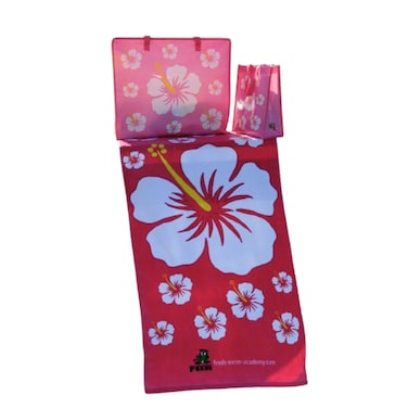 FREDS SWIM ACADEMY Velour Beach Towel (Pink) Hibiscus Design (140 x 70 cm)