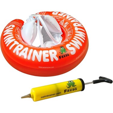 FREDS SWIM ACADEMY Red Swim Tube &amp; Yellow Hand Pump Set of 02