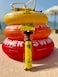 FREDS SWIM ACADEMY Orange Swim Tube &amp; Yellow Hand Pump Set of 02