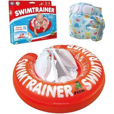 FREDS SWIM ACADEMY Red Swim Tube &amp; Blue Swim Diaper (04kg - 09kg) Set of 02
