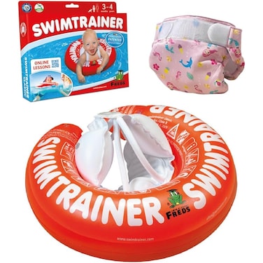 FREDS SWIM ACADEMY Red Swim Tube &amp; Pink Swim Diaper (09kg - 16kg) Set of 02