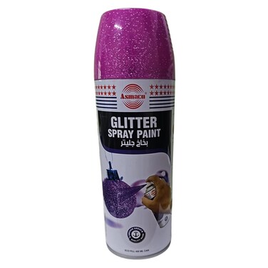 Asmaco Glitter Spray Paint - Purple - 400 Ml - Set of 01