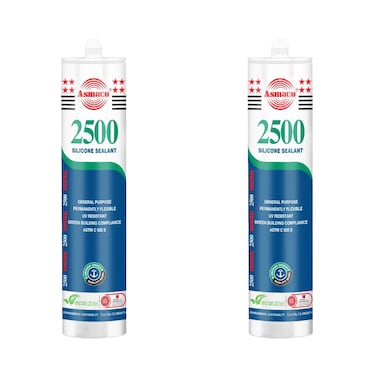 Asmaco 2500 Silicone Sealant - Black - 280 Ml - Set of 02