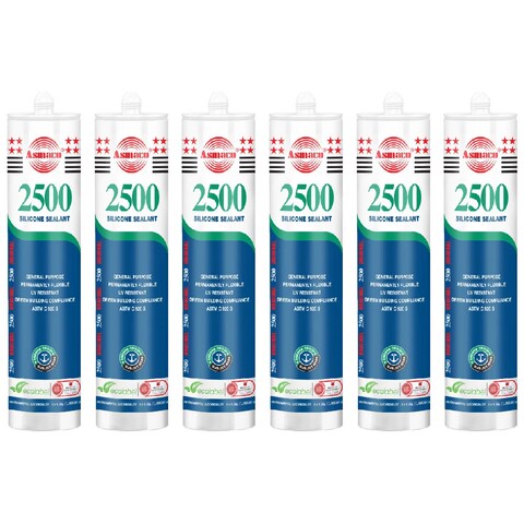 Asmaco 2500 Silicone Sealant - Clear - 280 Ml - Set of 06