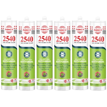 Asmaco 2540 Silicone Sealant - White - 280 Ml - Set of 06