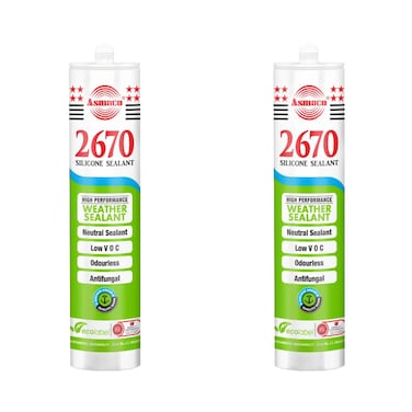 Asmaco 2670 Silicone Sealant - Clear - 280 Ml - Set of 02