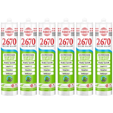 Asmaco 2670 Silicone Sealant - Clear - 280 Ml - Set of 06
