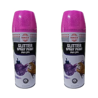 Asmaco Glitter Spray Paint - Magenta - 400 Ml - Set of 02
