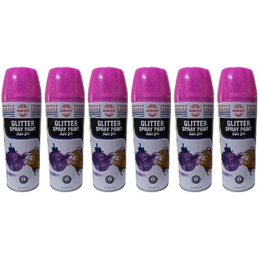 Asmaco Glitter Spray Paint - Magenta - 400 Ml - Set of 06