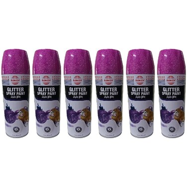 Asmaco Glitter Spray Paint - Purple - 400 Ml - Set of 06