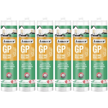 Asmaco Gp Silicone Sealant - Black - 280 Ml - Set of 06