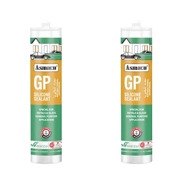 Asmaco Gp Silicone Sealant - Grey - 280 Ml - Set of 02