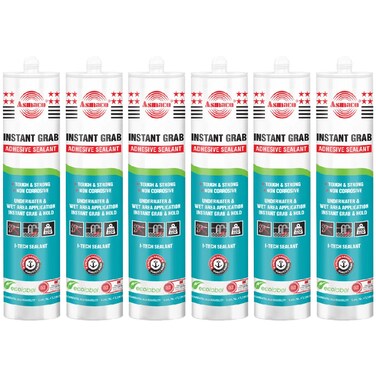 Asmaco Instantgrab Adhesive Sealant - White - 280 Ml - Set of 06