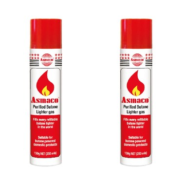 Asmaco Lighter Refill Butane Gas - 250 Ml - Set of 02