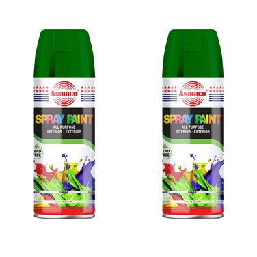 Asmaco Spray Paint - Dark Green - 400 Ml - Set of 02