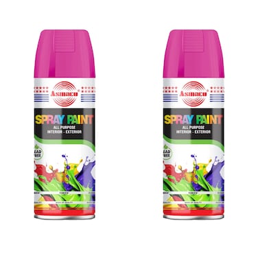 Asmaco Spray Paint - Fluorescent Pink - 400 Ml - Set of 02