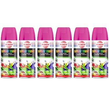 Asmaco Spray Paint - Fluorescent Pink - 400 Ml - Set of 06