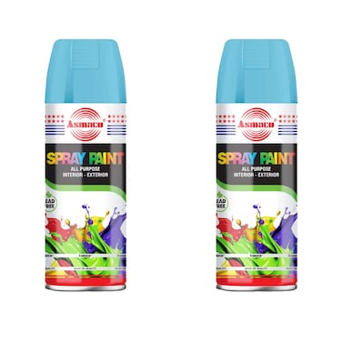 Asmaco Spray Paint - Light Blue - 400 Ml - Set of 02
