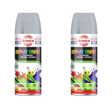 Asmaco Spray Paint - Matt Silver - 400 Ml - Set of 02