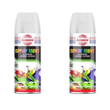 Asmaco Spray Paint - Matt White - 400 Ml - Set of 02