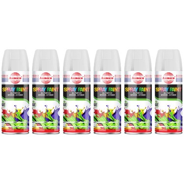 Asmaco Spray Paint - Matt White - 400 Ml - Set of 06
