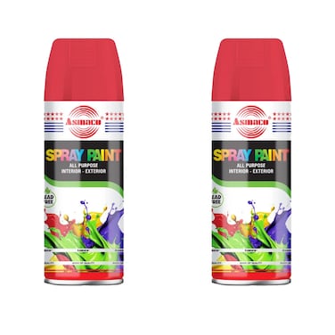 Asmaco Spray Paint - Red - 400 Ml - Set of 02