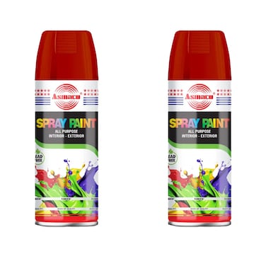 Asmaco Spray Paint - Red Oxide - 400 Ml - Set of 02