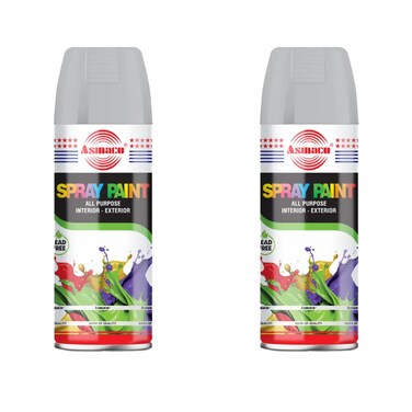 Asmaco Spray Paint - Silver Grey - 400 Ml - Set of 02