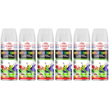 Asmaco Spray Paint - White - 400 Ml - Set of 06