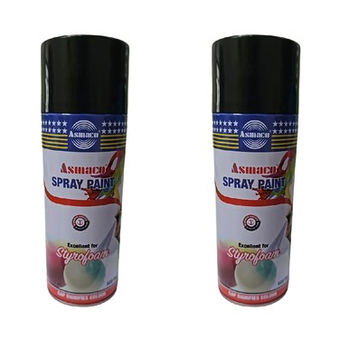 Asmaco Styro Foam Spray Paints - Black - 400 Ml - Set of 02