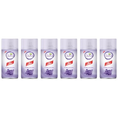Aura Auto Spray Air Freshner - Lavender - 250 Ml - Set of 06