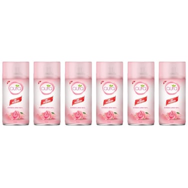 Aura Auto Spray Air Freshner - Rose - 250 Ml - Set of 06