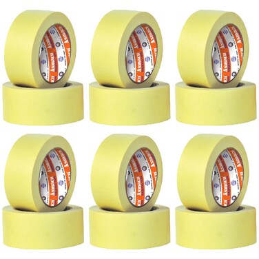 Masking Tape Temperature Grade - Yellow - 24 Mm x 30 Yards - Set of 06