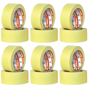 Masking Tape Temperature Grade - Yellow - 48 Mm x 25 Yards - Set of 06