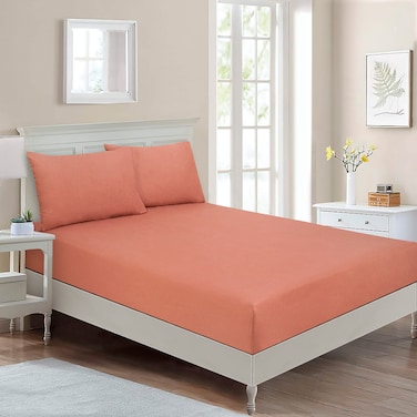 BYFT Home Design Single Fitted Sheet (90 x 200 Cm) 1 Pillow Cover (50 x 80 Cm) All Around Elastic Pacome 100% Cotton - Set of 2