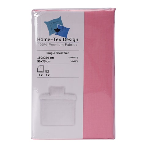 BYFT Home Design Single Flat Sheet (150 x 260 Cm) 1 Pillow Cover (50 x 75 Cm) Pink 100% Cotton- Set of 2