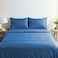BYFT Home Design King Flat Sheet (240 x 260 Cm) 2 Pillow Cover (50 x 75 Cm) Blue Dyed 100% Cotton- Set of 3