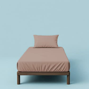 BYFT Home Design Single Flat Sheet (150 x 260 Cm) 1 Pillow Cover (50 x 75 Cm) Taupe Dyed 100% Cotton- Set of 2