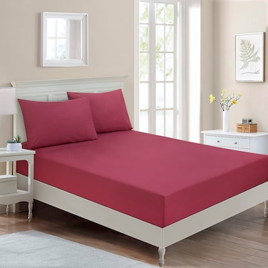 BYFT Home Design Single Fitted Sheet (90 x 200 Cm) 1 Pillow Cover (50 x 80 Cm) All Around Elastic Palmyre 100% Cotton- Set of 2