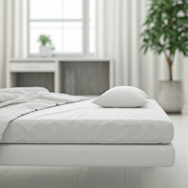 BYFT Home Design Single Fitted Sheet (90 x 200 Cm) 1 Pillow Cover (50 x 75 Cm) White 100% Cotton- Set of 2