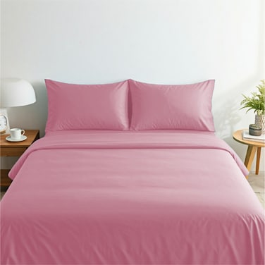 BYFT Home Design King Flat Sheet (240 x 260 Cm) 2 Pillow Cover (50 x 75 Cm) Dyed 100% Cotton- Set of 3