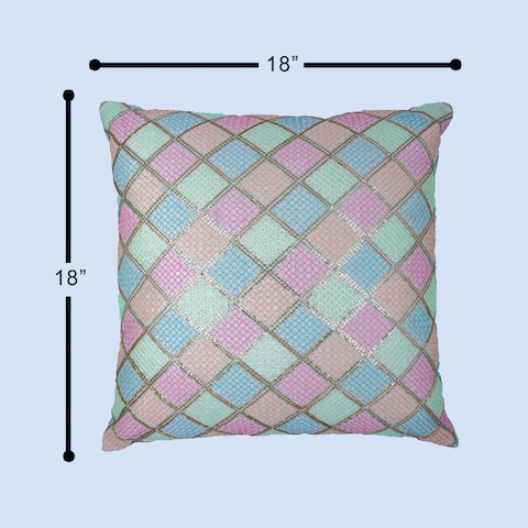 BYFT Orchard Cushion Cover 18 x 18 inch (Diagonal Checks Design - Cream) 45 x 45 cm Luxury Decorative Cushion Cover for Sofa, Bed &amp; Living Room- Set of 2 without inserts