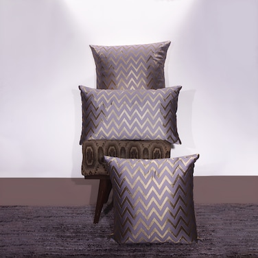 BYFT Orchard Cushion Cover 12 x 20 inch (Zig Zag Design - Grey) 30 x 50 cm Luxury Decorative Cushion Cover for Sofa, Bed &amp; Living Room- Set of 2 without inserts