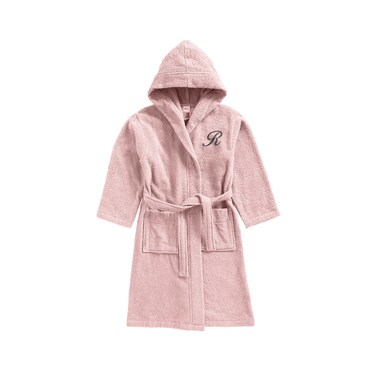 Daffodil Monogrammed Kids Bathrobe (108x104 Cm) 6 Year 400 Gsm Baby Pink Hooded Terry Cotton Set of 01 - Letter "R