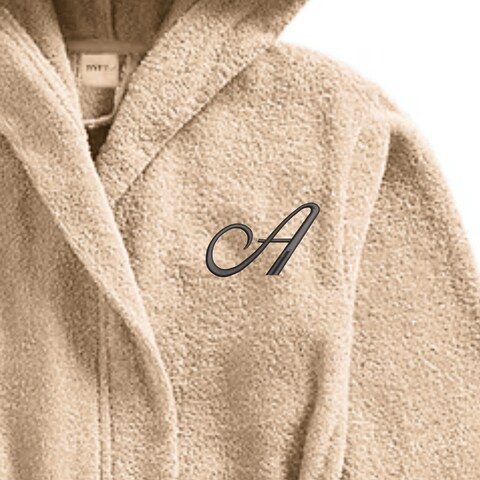 Daffodil Monogrammed Kids Bathrobe (108x104 Cm) 6 Year 400 Gsm Beige Hooded Terry Cotton Set of 01 - Letter &quot;A